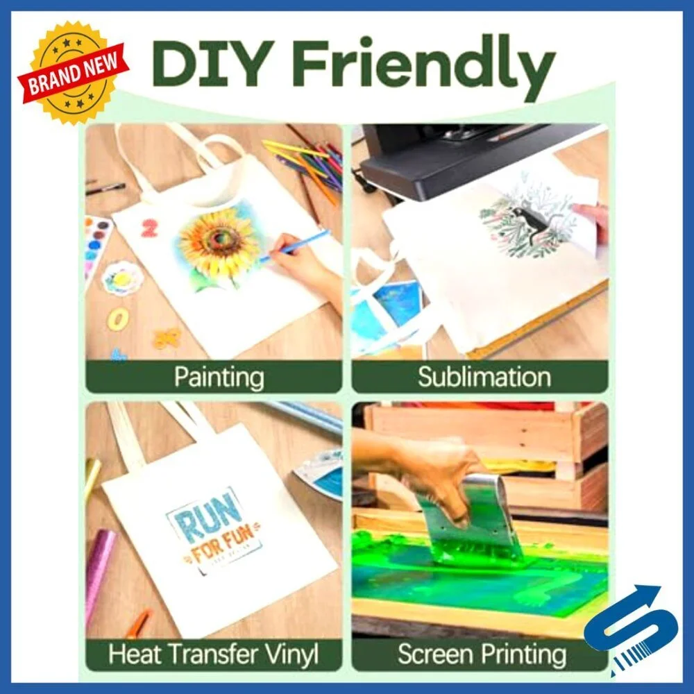 Blank Canvas Tote Bags Bulk DIY Projects Reusable Grocery Bags Sublimation